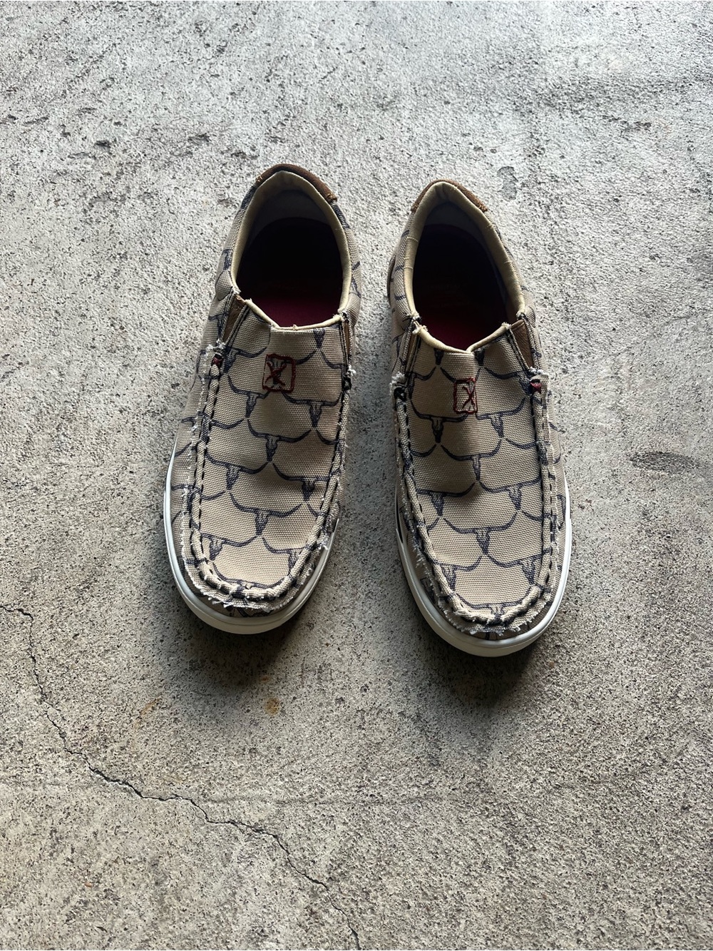 Twisted Beige Patterned Slip-On Loafers
